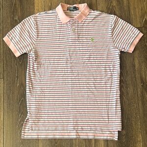 Polo by Ralph Lauren Pink and Blue Striped Polo Shirt Men’s Medium Green Pony